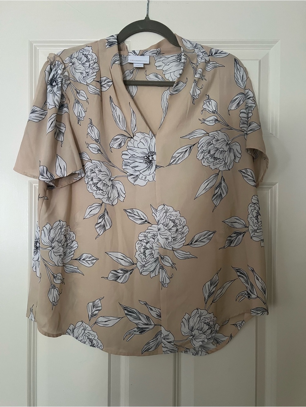 Floral V-Neck Blouse in Beige by Liz Claiborne